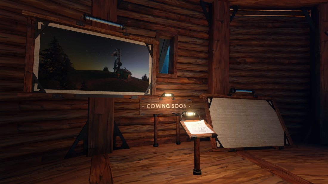 Screenshot of an exhibit under construction in Timber Hearth's museum; this includes a 